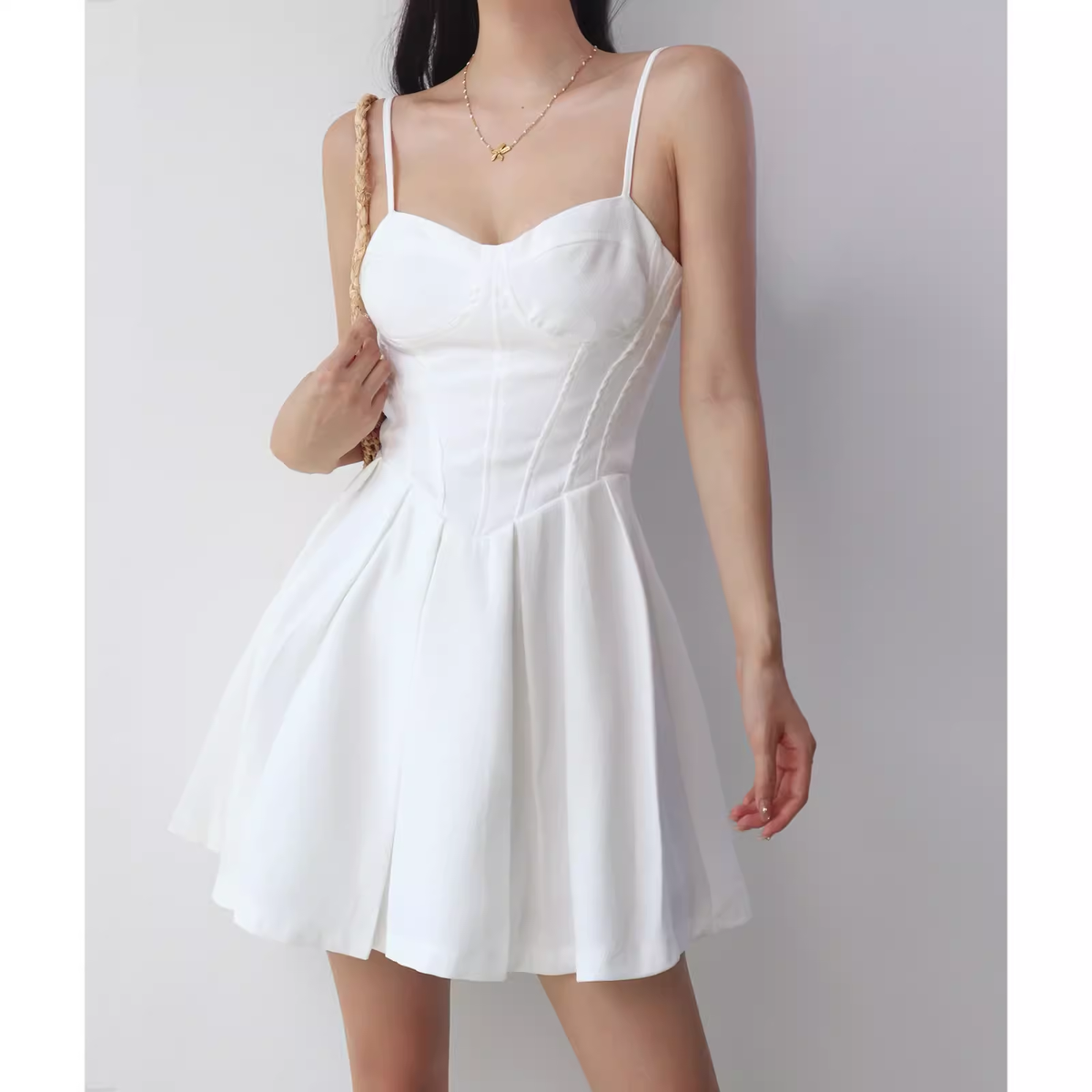 White A-line Mini Dress