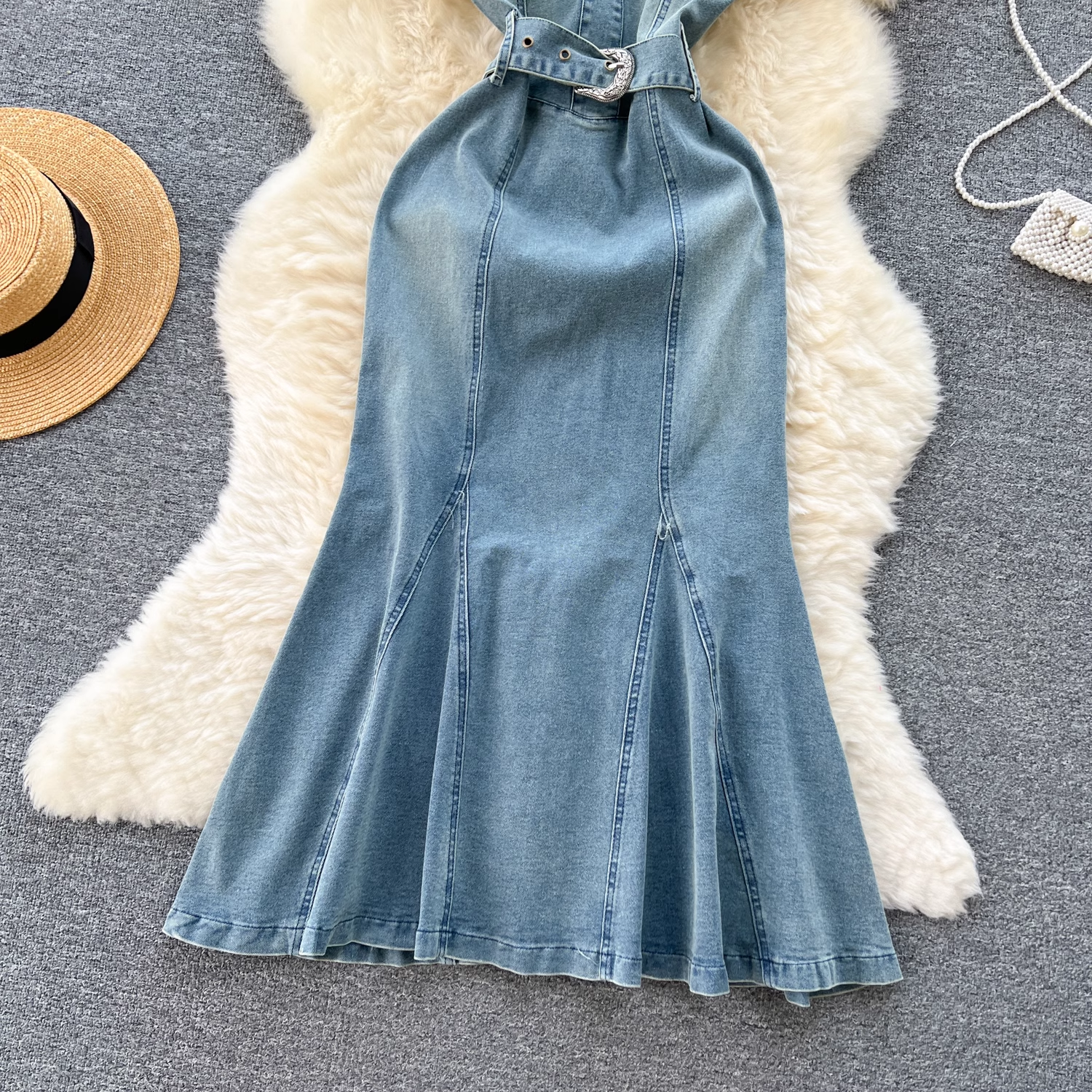 women's summer denim suspender dress