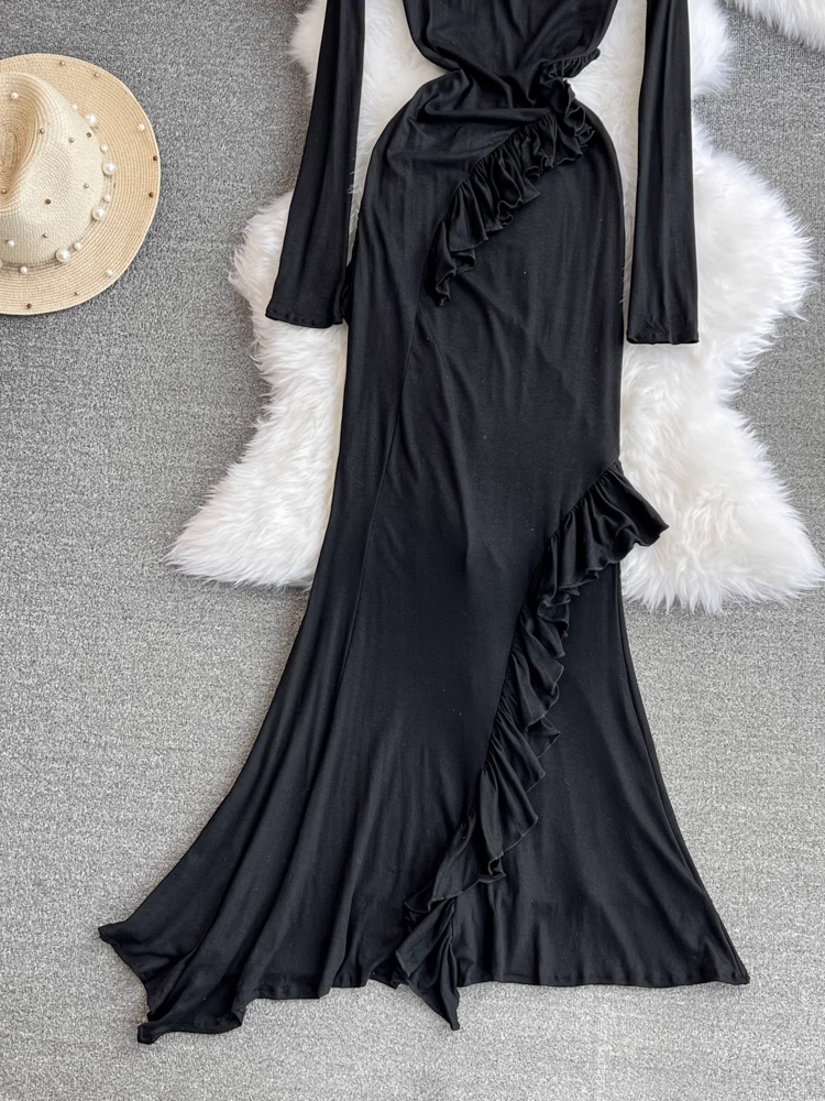 Black Long Sleeves Mermaid Dress