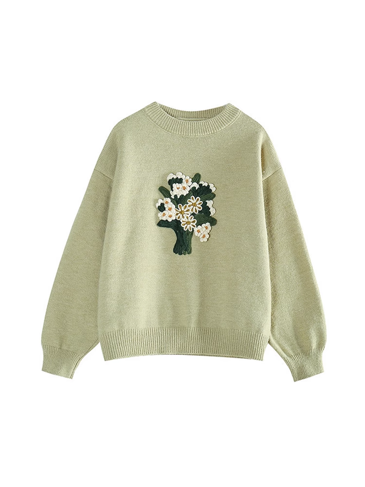 Three-dimensional flower crochet sweater