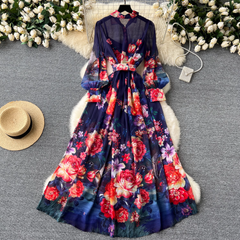 French court retro elegant printed dress