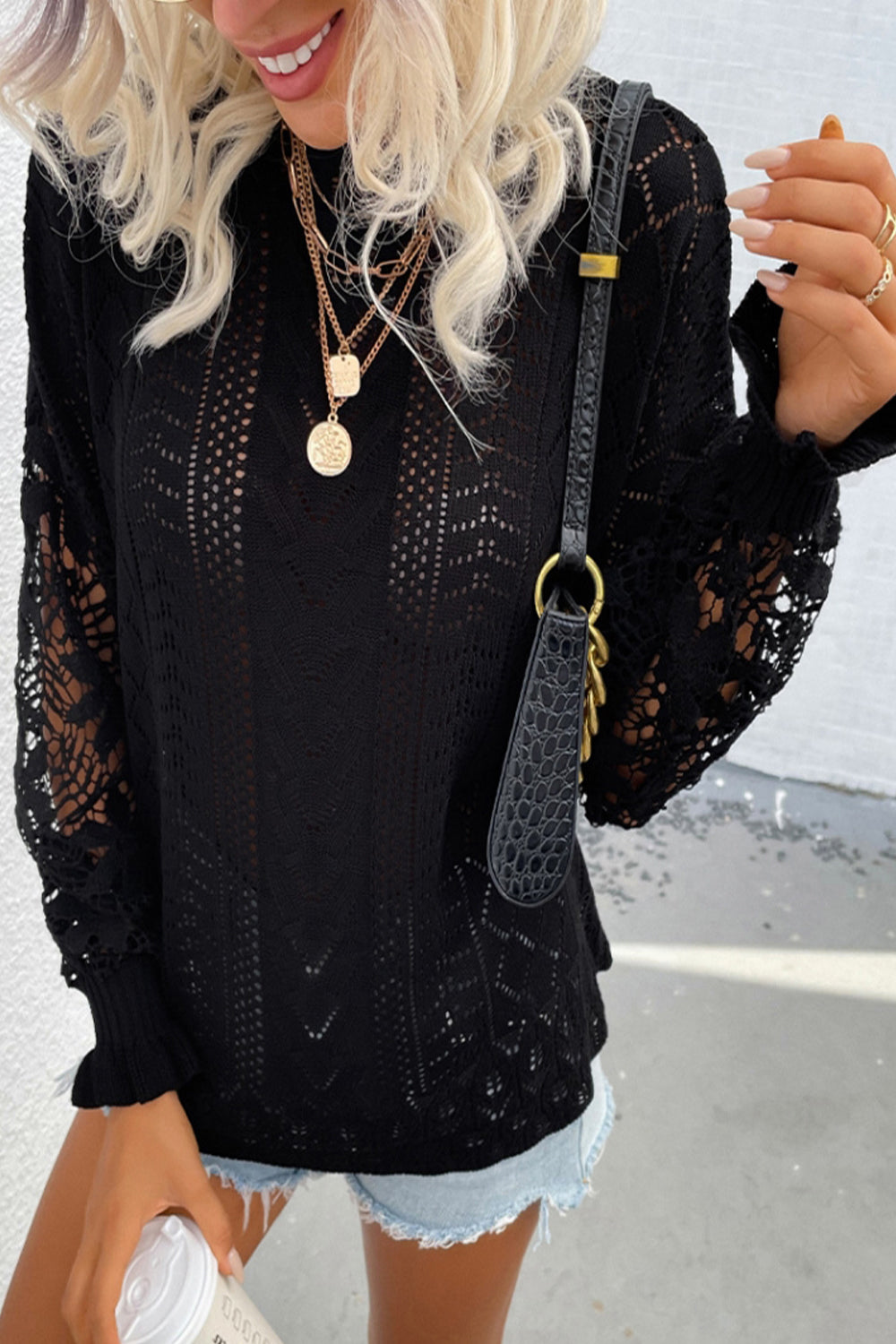 Lace Patchwork Hollow Sweater