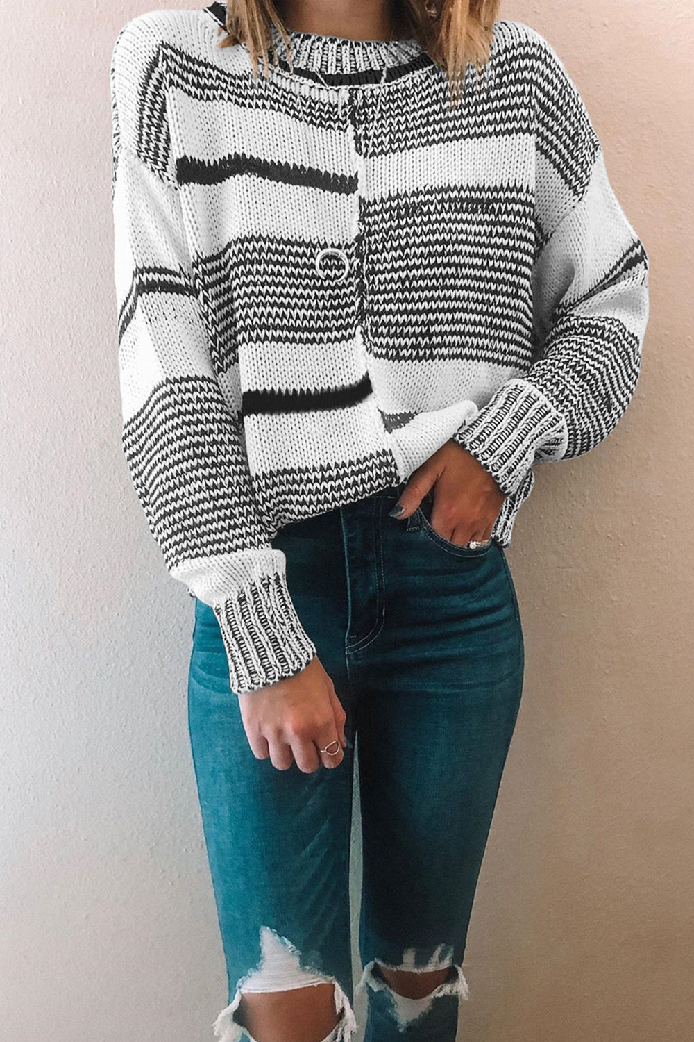 Large Size Loose Stitching Sweater