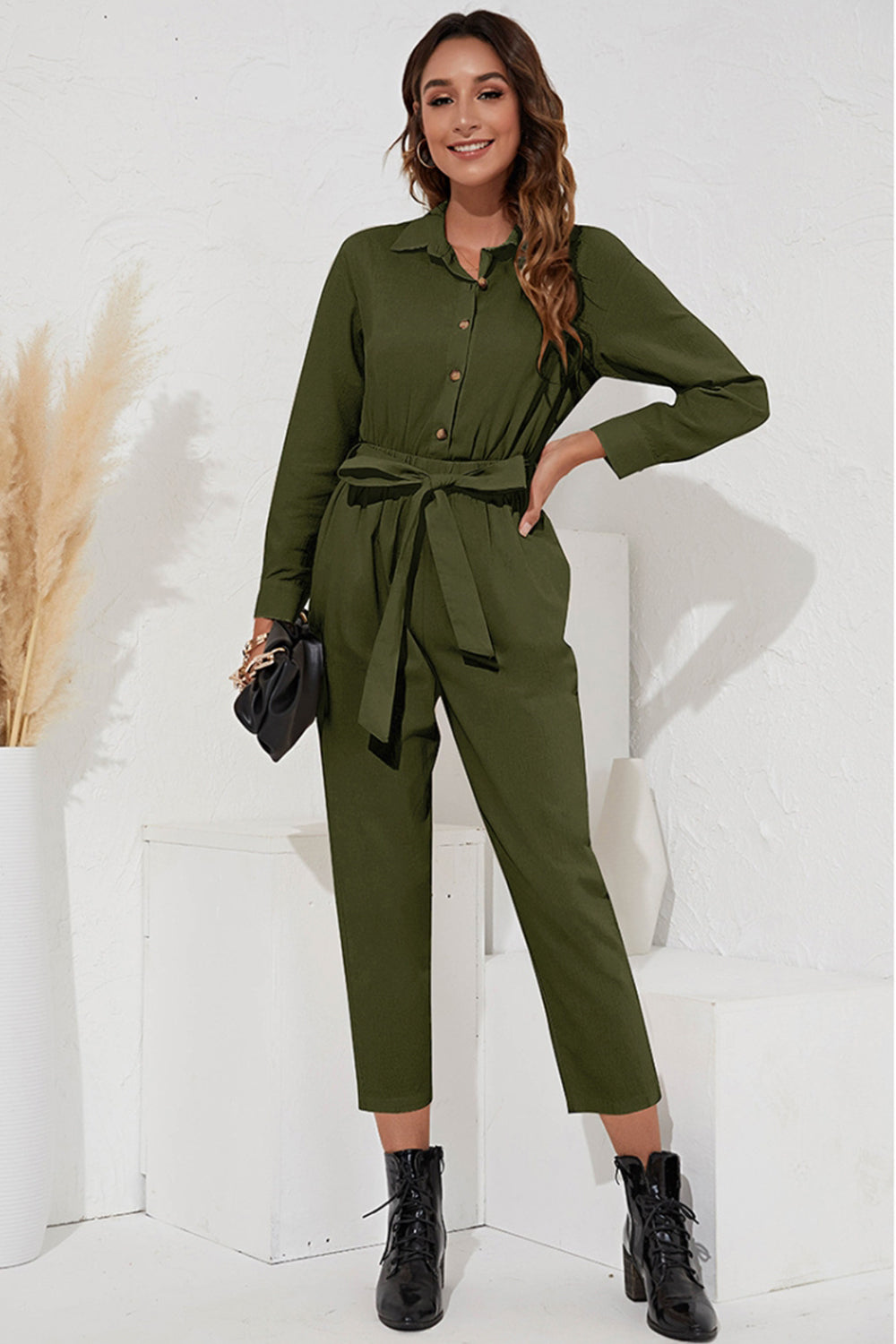 Lapel High Waist Jumpsuit