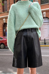 High Waist Leather Wide Leg Pants