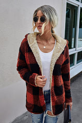 Both Sides Wearable Plaid Plush Coat