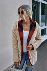 Both Sides Wearable Plaid Plush Coat