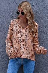 Leopard Loose V-Neck Long-Sleeve Outwear Coat