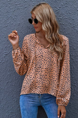 Leopard Loose V-Neck Long-Sleeve Outwear Coat