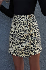 Leopard Print High Waist A-line Skirt