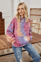 Hooded Tie-Dye Long-Sleeved Loose Coat