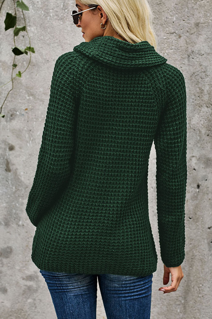 Just For You Turtleneck Diagonal Button Sweater