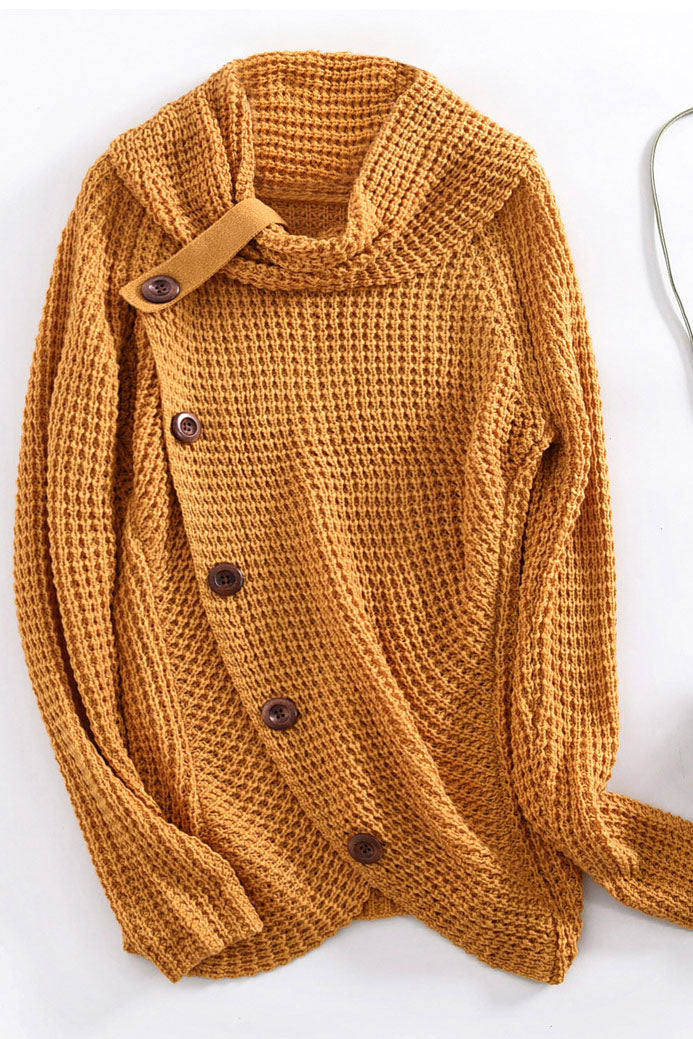 Just For You Turtleneck Diagonal Button Sweater