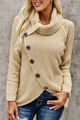 Just For You Turtleneck Diagonal Button Sweater