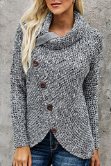 Just For You Turtleneck Diagonal Button Sweater