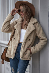 Lapel Double-Breasted Loose Woolen Coat