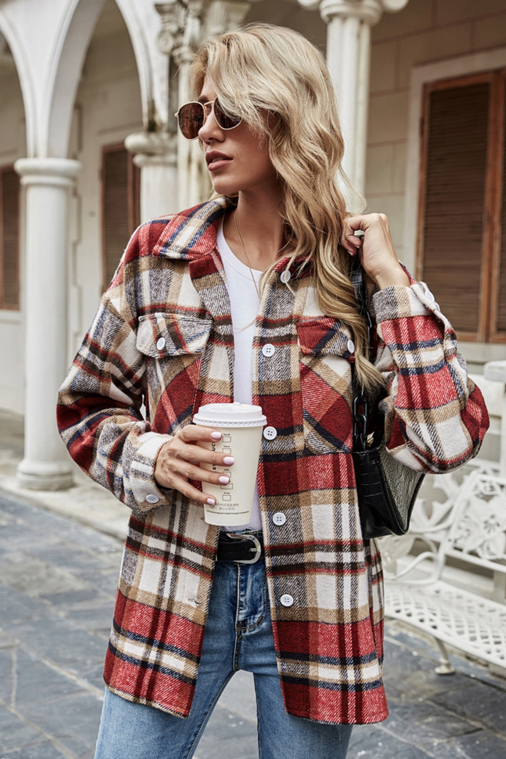 Lapel British Loose Plaid Jacket