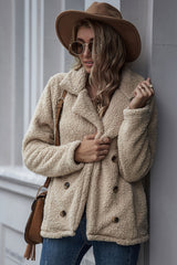 Lapel Double-Breasted Loose Woolen Coat