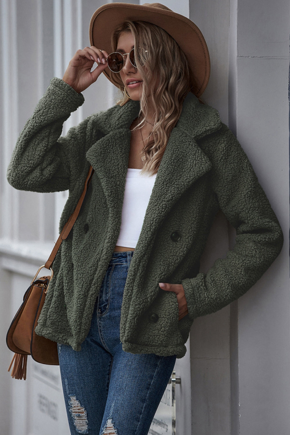 Lapel Double-Breasted Loose Woolen Coat