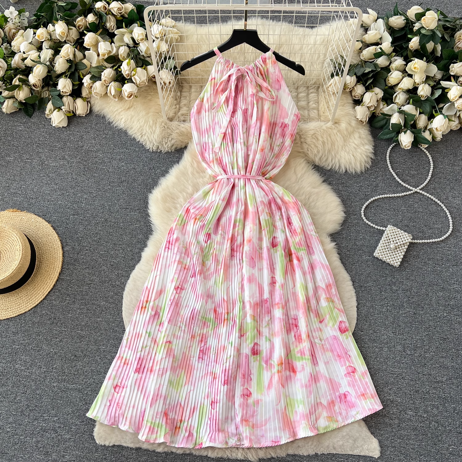 women's summer floral suspender dress