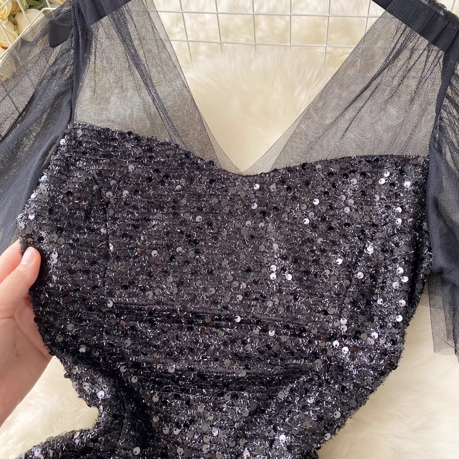 Sexy Black Sequins Dress ,