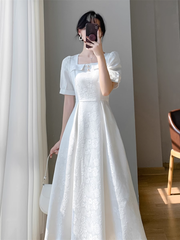 Summer White French A-line Party Dress