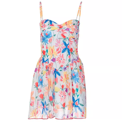 Fashionable floral print suspender dress