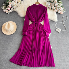 Chic A-line Pleated Maxi Dress,