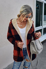 Both Sides Wearable Plaid Plush Coat