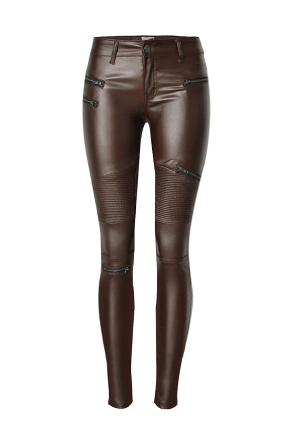 Leather Stitched Zipper Locomotive Pants