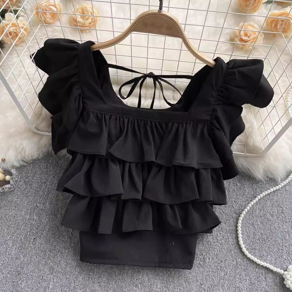 Women's Ruffled Square Collar Blouses ,