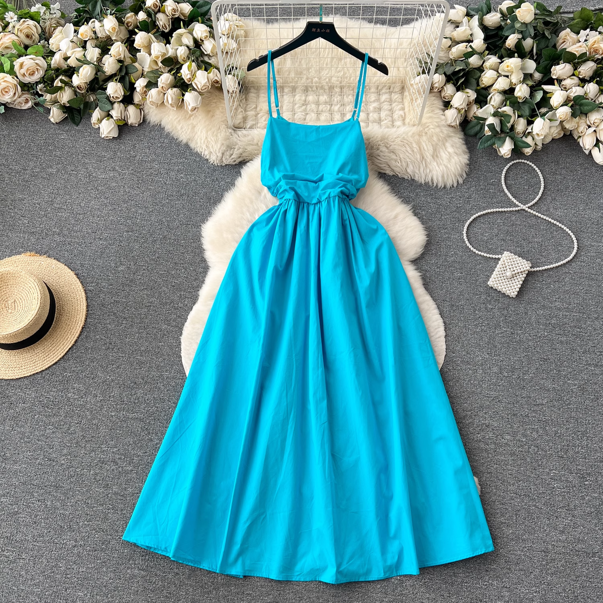 A-line Straps Summer Dress  ,