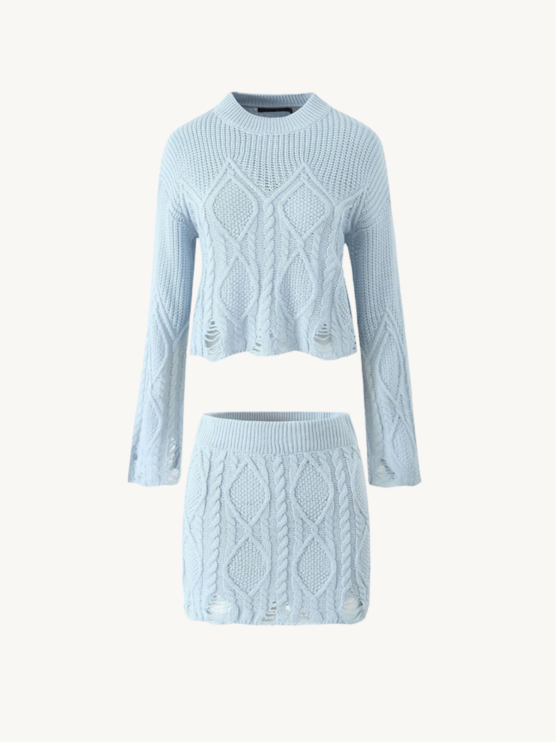 Kynlie Cable Knit Sweater and Skirt Set