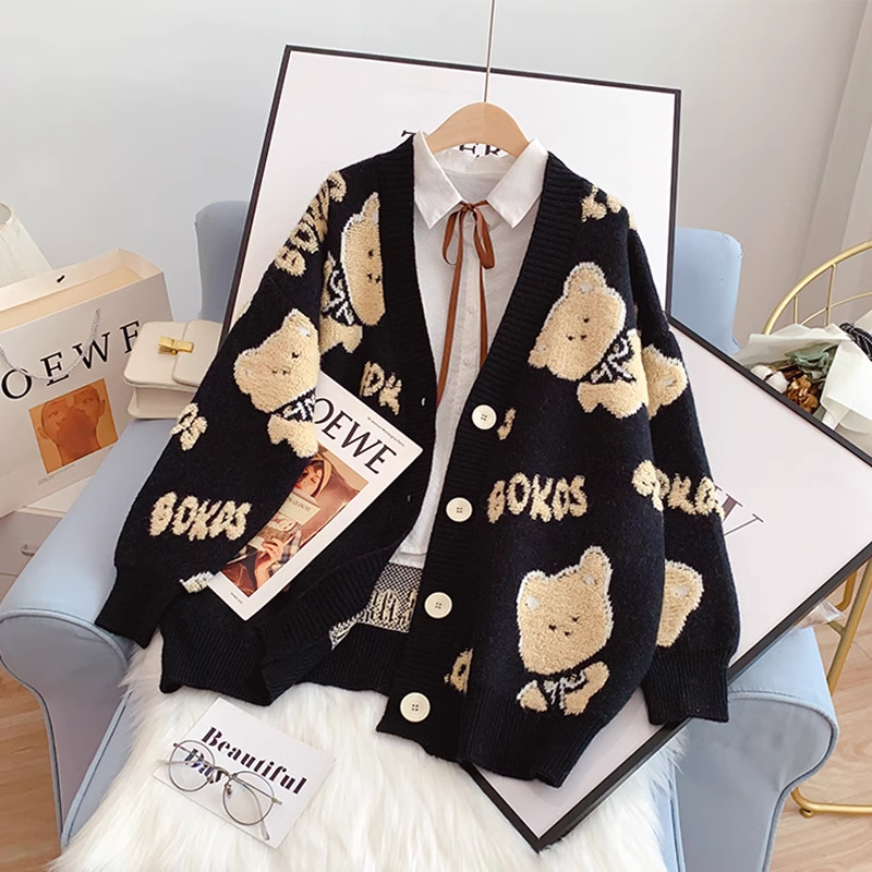 Bear Sweater Coat Cardigan Women