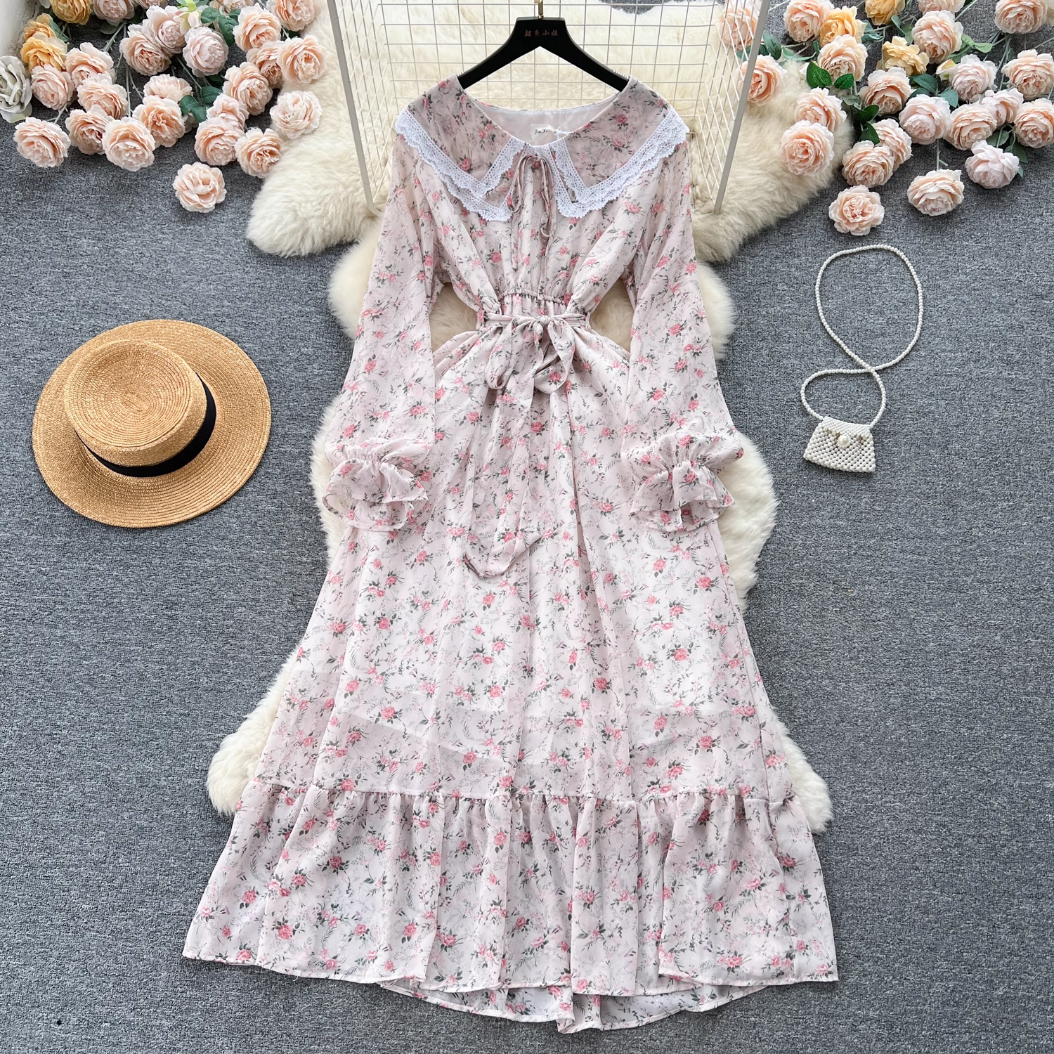 women's doll collar floral dress