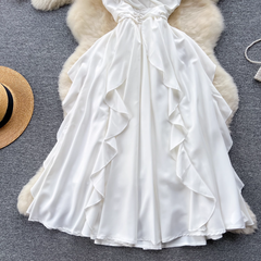 White Ruffle Holiday Maxi Dress,