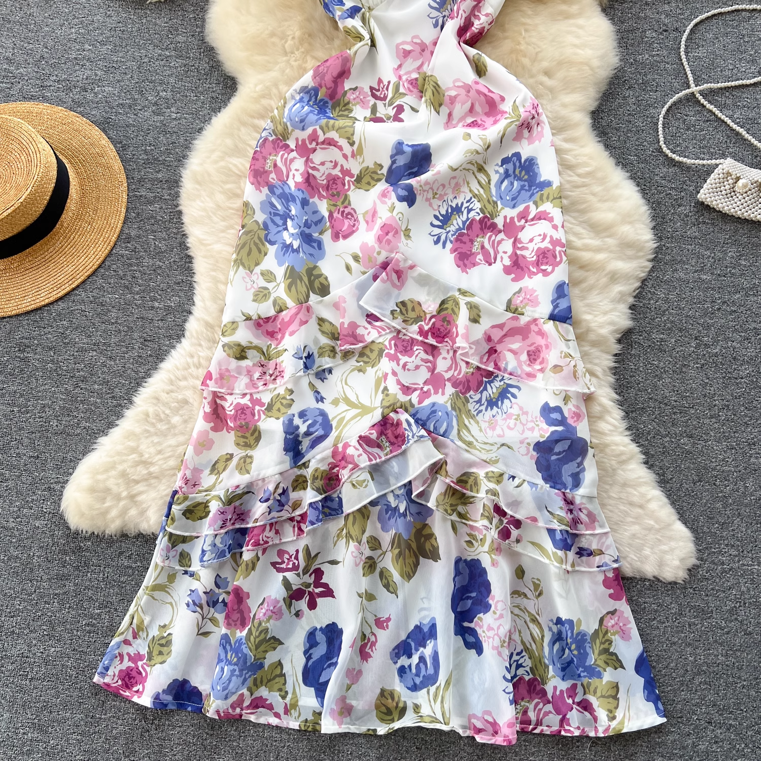 women's summer floral ruffled dress