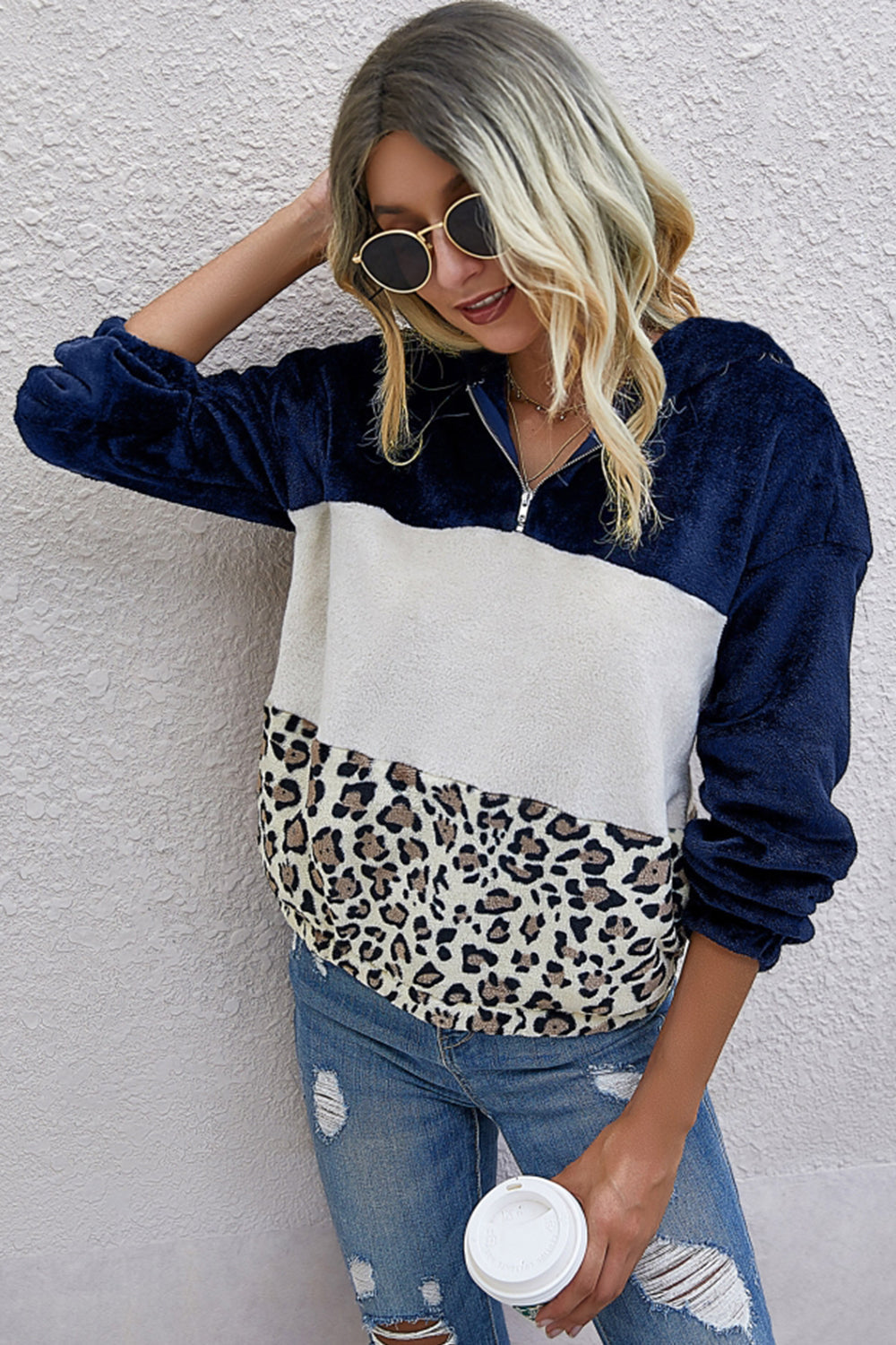 Leopard Patchwork Plush Sweater