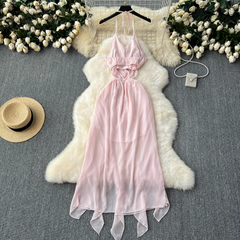 Pink irregular ruffled holiday fairy dress