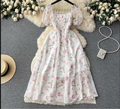 women's summer floral chiffon dress,