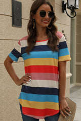 Iridescent  Striped Short Sleeve T-Shirt