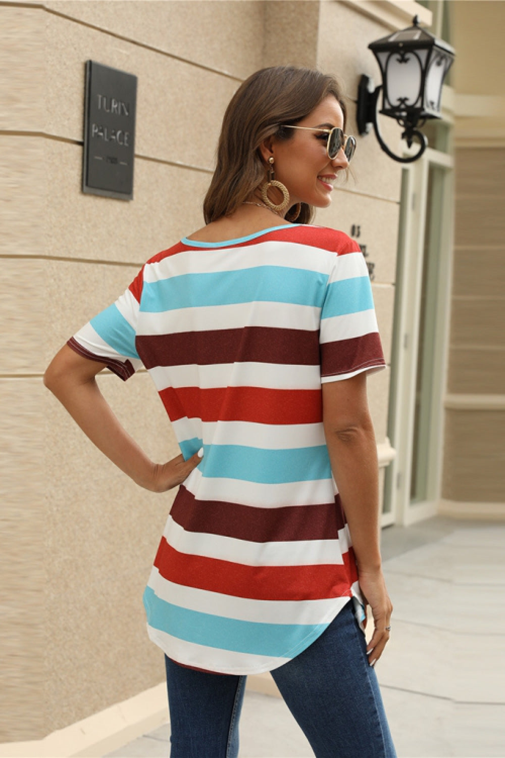 Iridescent  Striped Short Sleeve T-Shirt