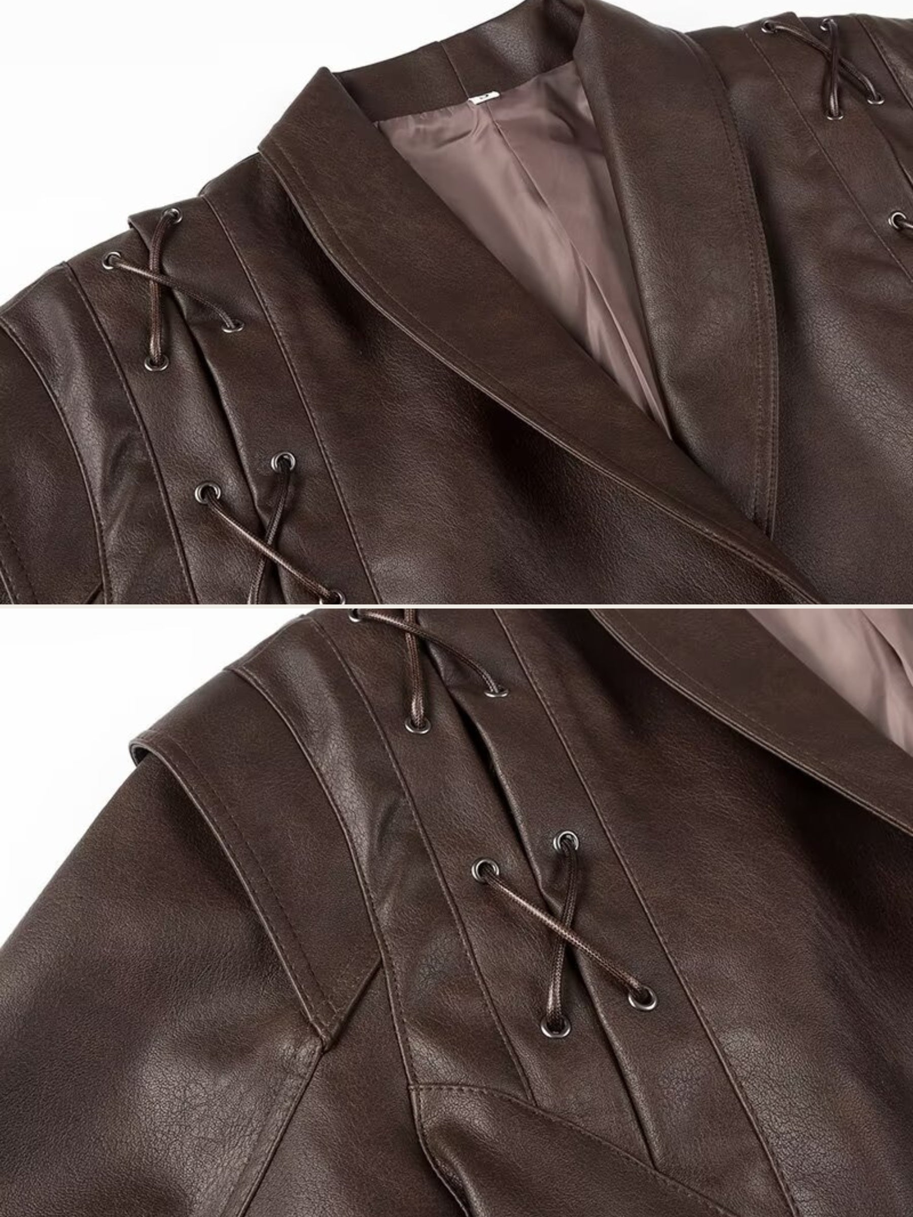 Sadee Lace-Up Faux Leather Jacket