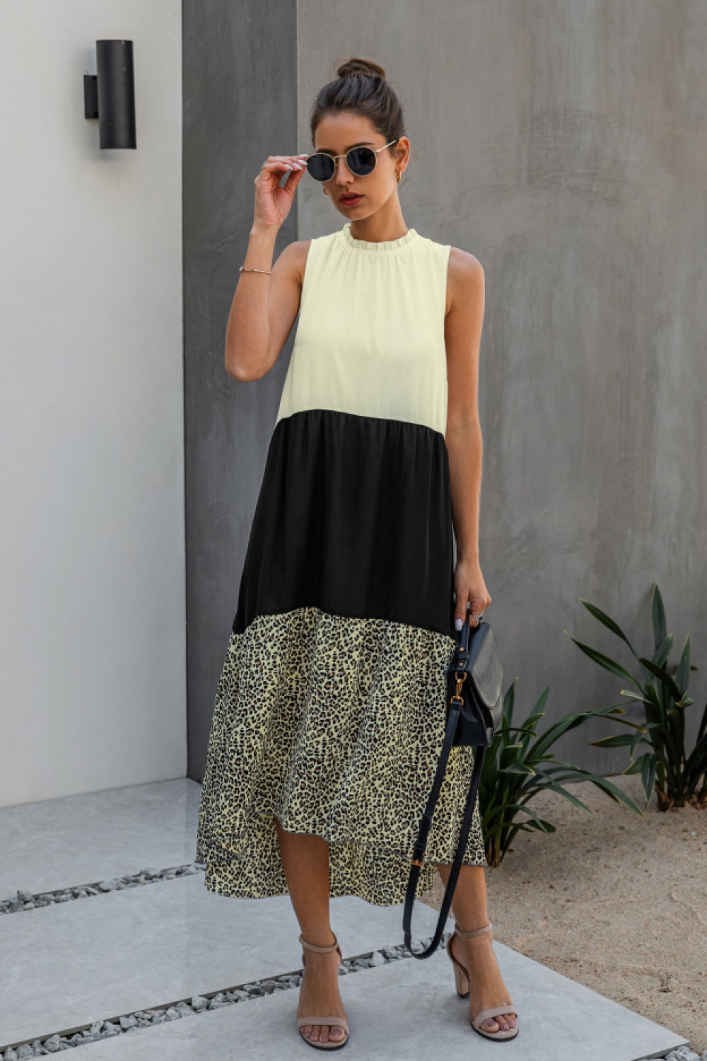 Irregular Leopard Spliting Dress