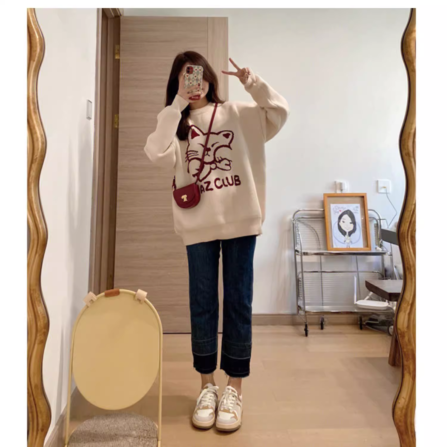 Women's sweater autumn and winter new jacquard cat design