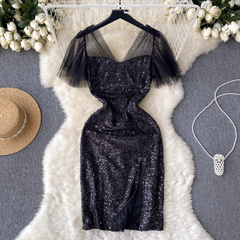 Sexy Black Sequins Dress ,