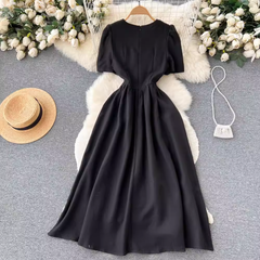 summer dress black short sleeve long dress