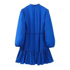 Royal blue tiered embellished shirt dress