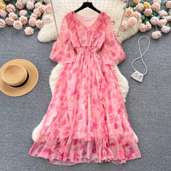 women's summer floral chiffon dress