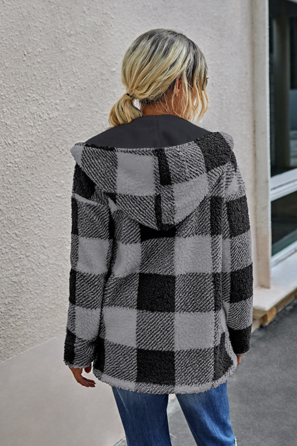 Both Sides Wearable Plaid Plush Coat